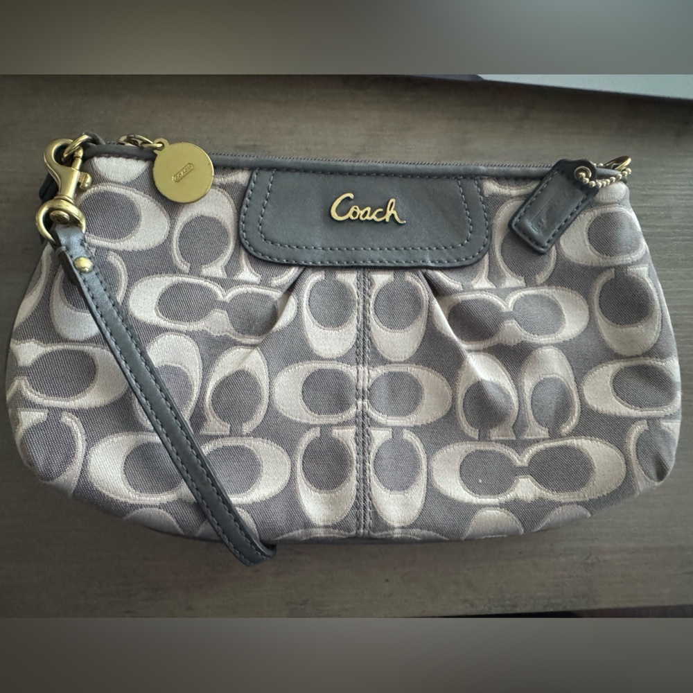 Coach Gray Signature Wristlet